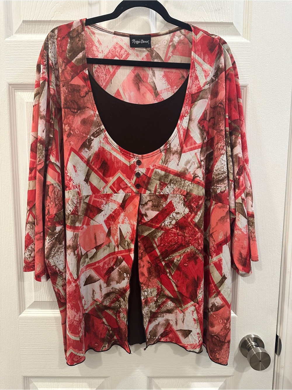 Maggie barnes Liquid Knit Layered Plus Size Abstract Blousr Size 5x EUC